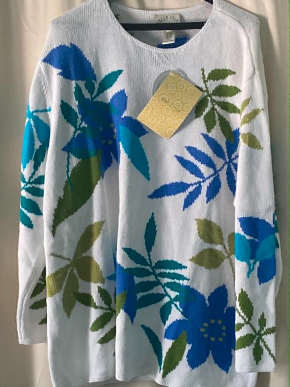 Belle Isle Floral Ramie Cotton Sweater NWT 2X